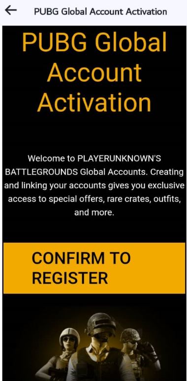 Confirm PUBG email for account setup