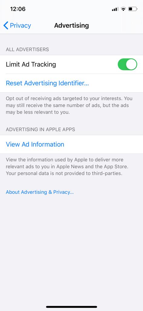 Limit Ad Tracking