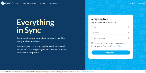 Sync.com Secure cloud storage