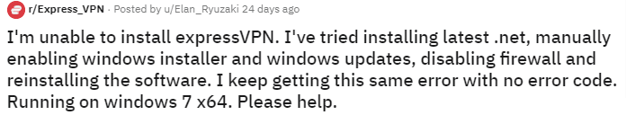 ExpressVPN's negative Reddit reviews screenshot 1