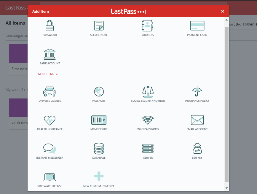 Lastpass store everything