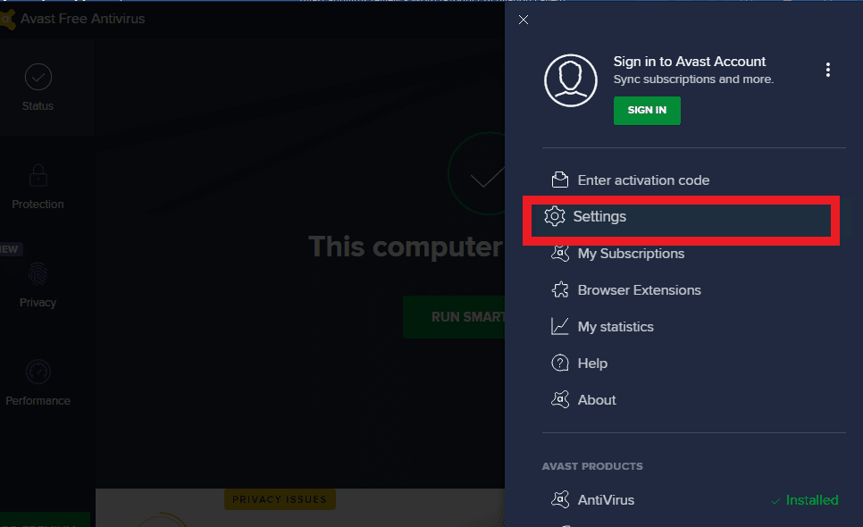 Self-Defense mode disabling on Avast screenshot 2