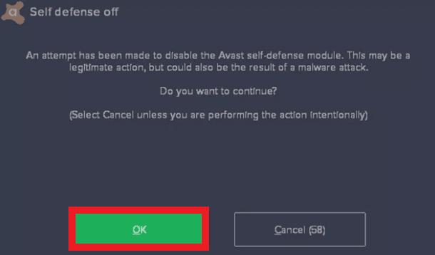 Self-Defense mode disabling on Avast screenshot 5