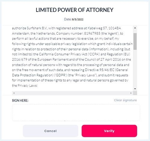 Incogni Power of Attorney