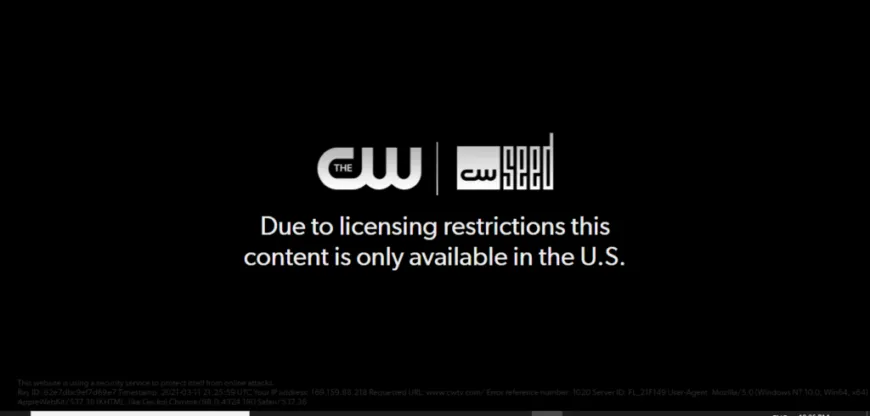 CW network not available outside united states error message