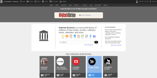 Internet Archive official site